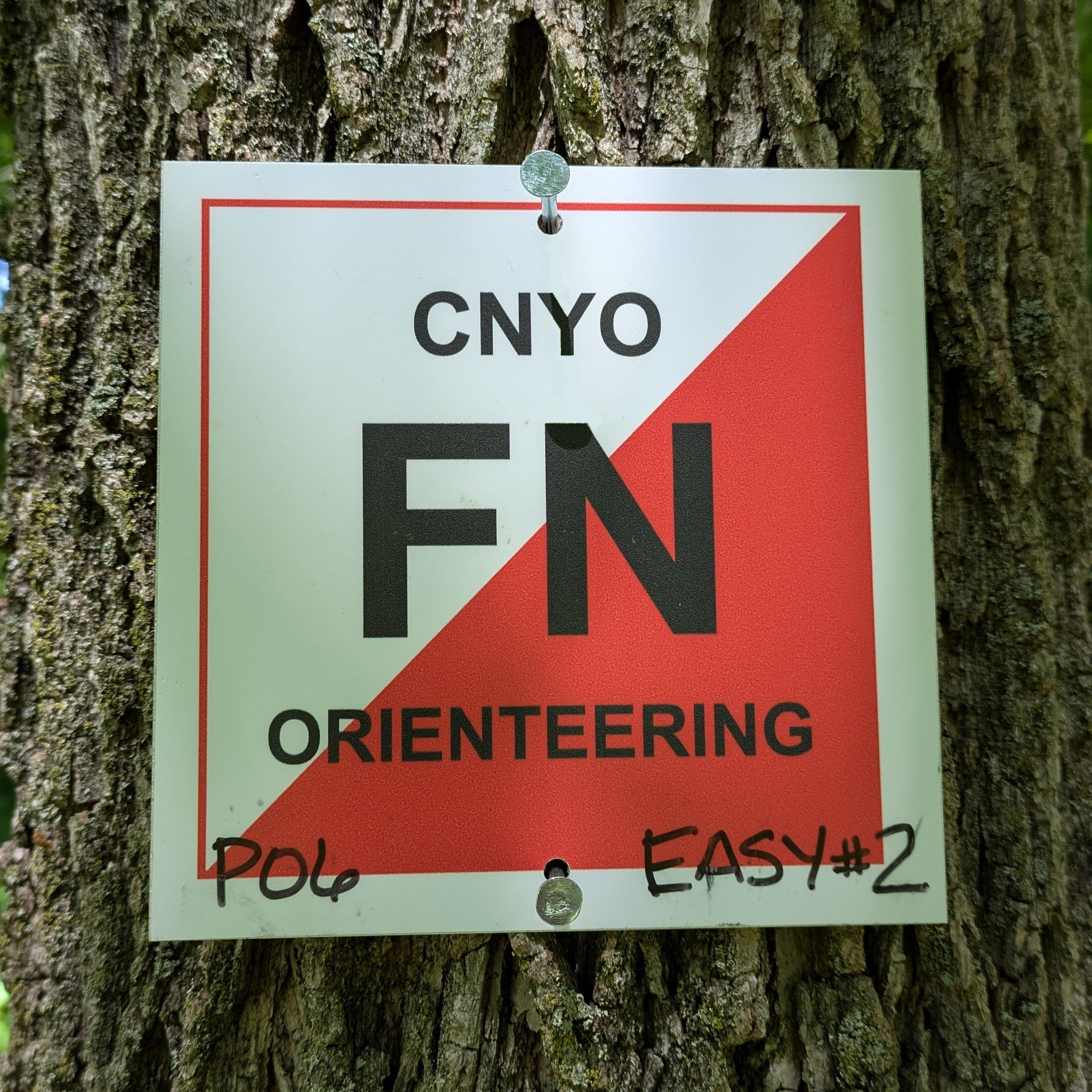Each trim marker is a 6-by-6-inch square, orange and white, with a two-letter code.